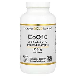 California Gold Nutrition, CoQ10 with Bioperine® Black Pepper Extract, 200 mg, 360 Veg Capsules