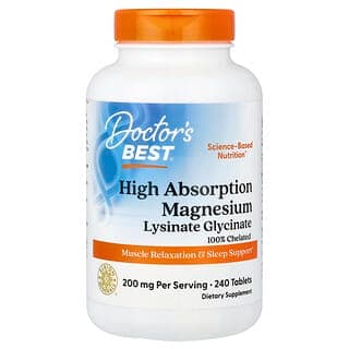 Doctor's Best High Absorption Magnesium Lysinate Glycinate, 240 Tablets