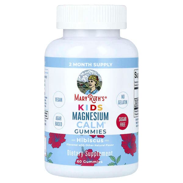 MaryRuth's, Kids Magnesium Calm Gummies, Hibiscus, 60 Gummies