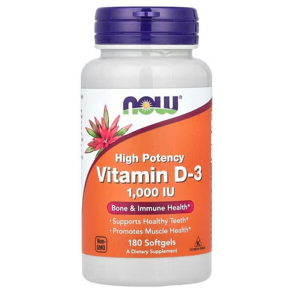 NOW Foods Vitamin D-3 1,000 IU, 180 Softgels