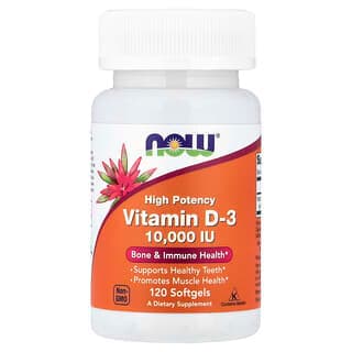 NOW Foods Vitamin D3, 10,000 IU, 120 Softgels