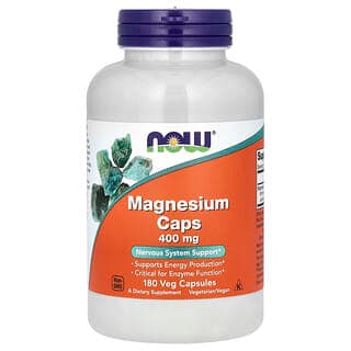 NOW Foods Magnesium Caps, 400 mg, 180 Veg Capsules
