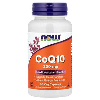 NOW Foods CoQ10 200 mg, 60 Veg Capsules