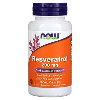 NOW Foods Resveratrol 200mg, 60 Veg Capsules