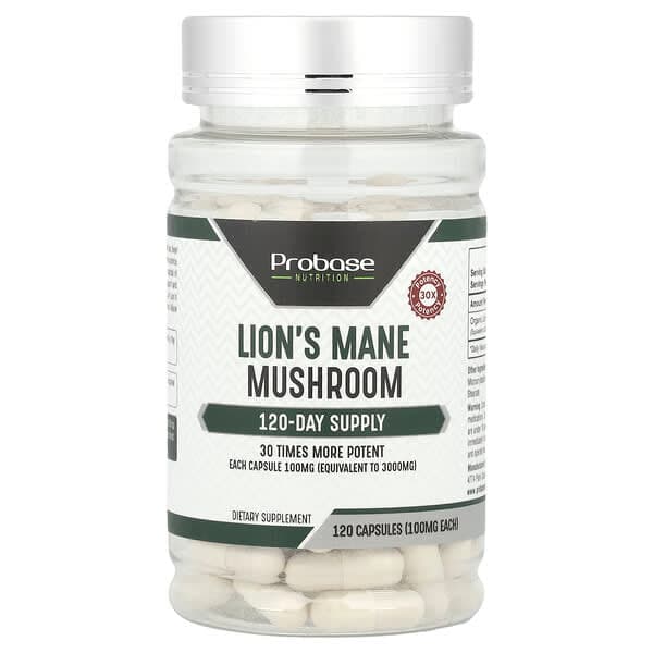 Probase Nutrition, Lion's Mane Mushroom, 100 mg, 120 Capsules