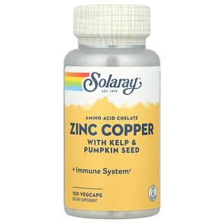 Solaray Zinc Copper with Kelp & Pumpkin Seed, 100 Veg Caps