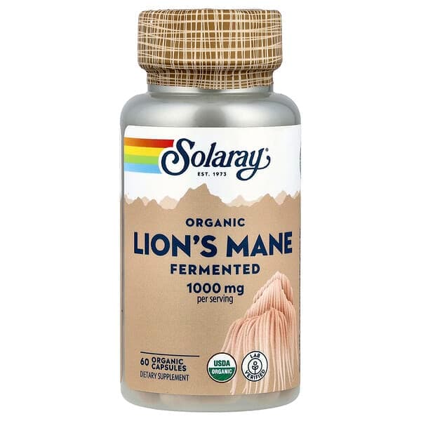 Solaray, Organic Lion's Mane, Fermented, 60 Organic Capsules (500 mg per Capsule)