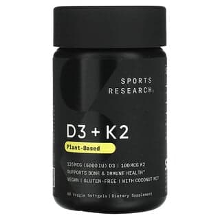 Sports Research D3 + K2, 125 mcg/100 mcg, 60 Veggie Softgels