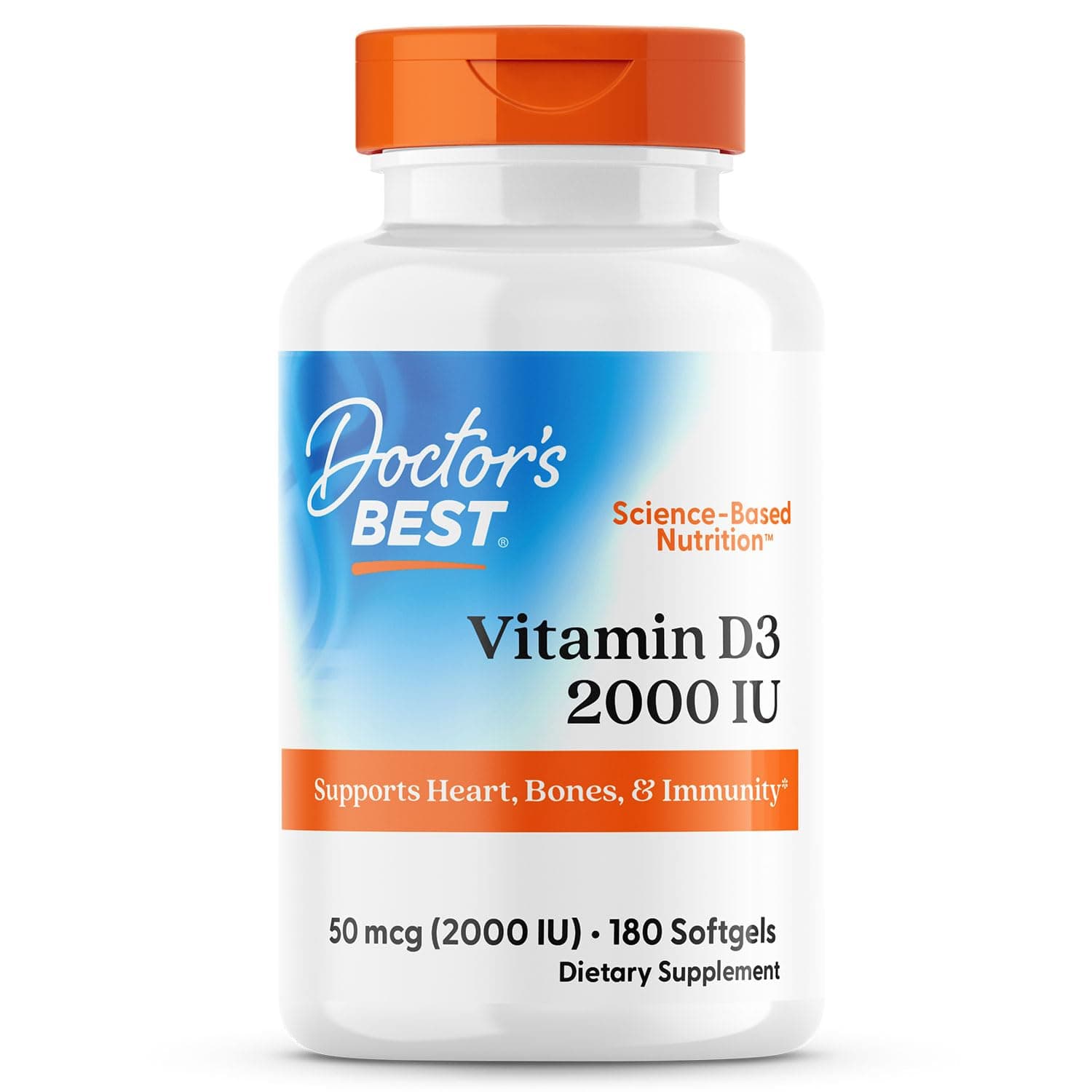 Doctor's BEST Vitamin D3 2000 IU Softgels, 180 Count