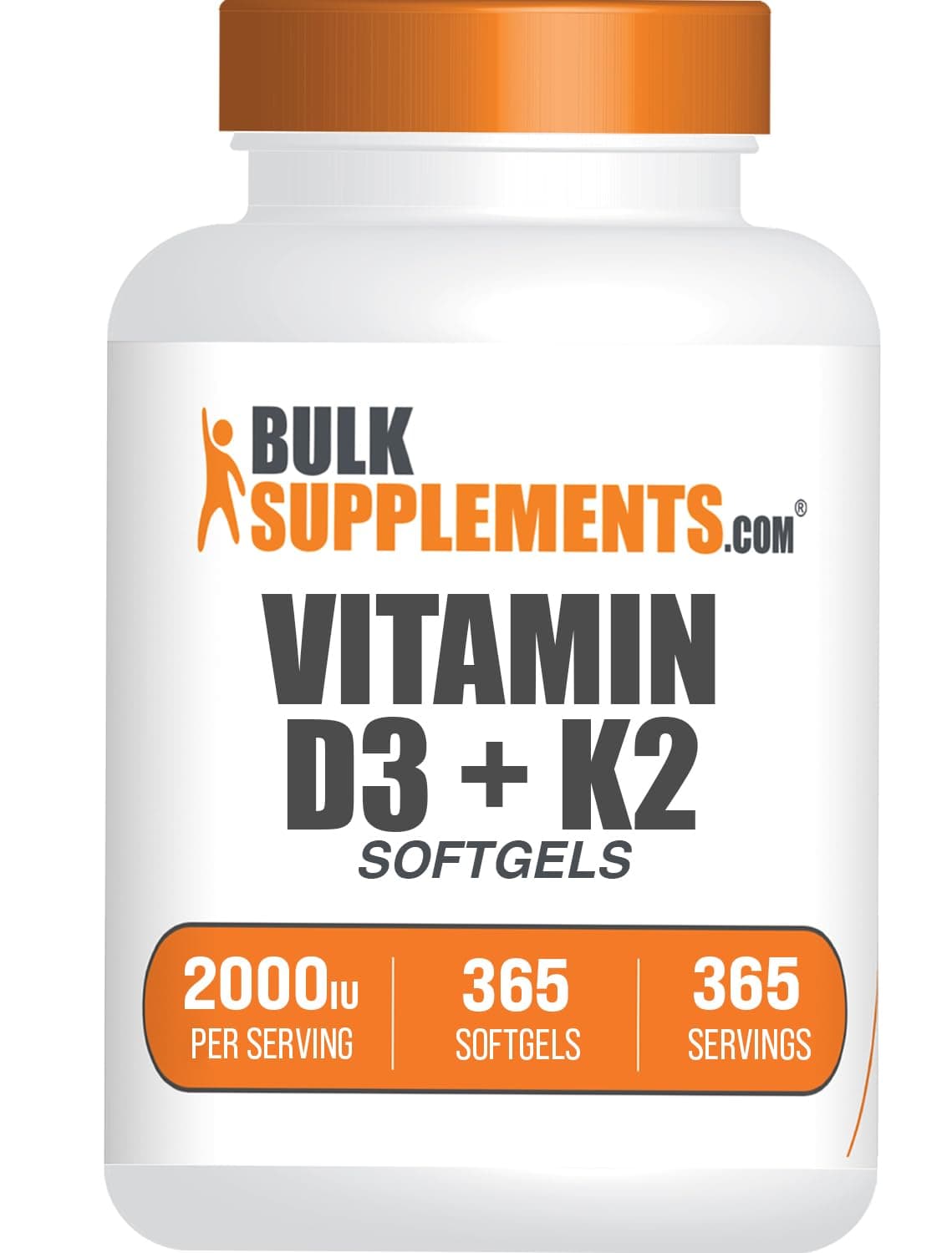 BulkSupplements Vitamin D3 + Vitamin K2 Softgels, 365 Count