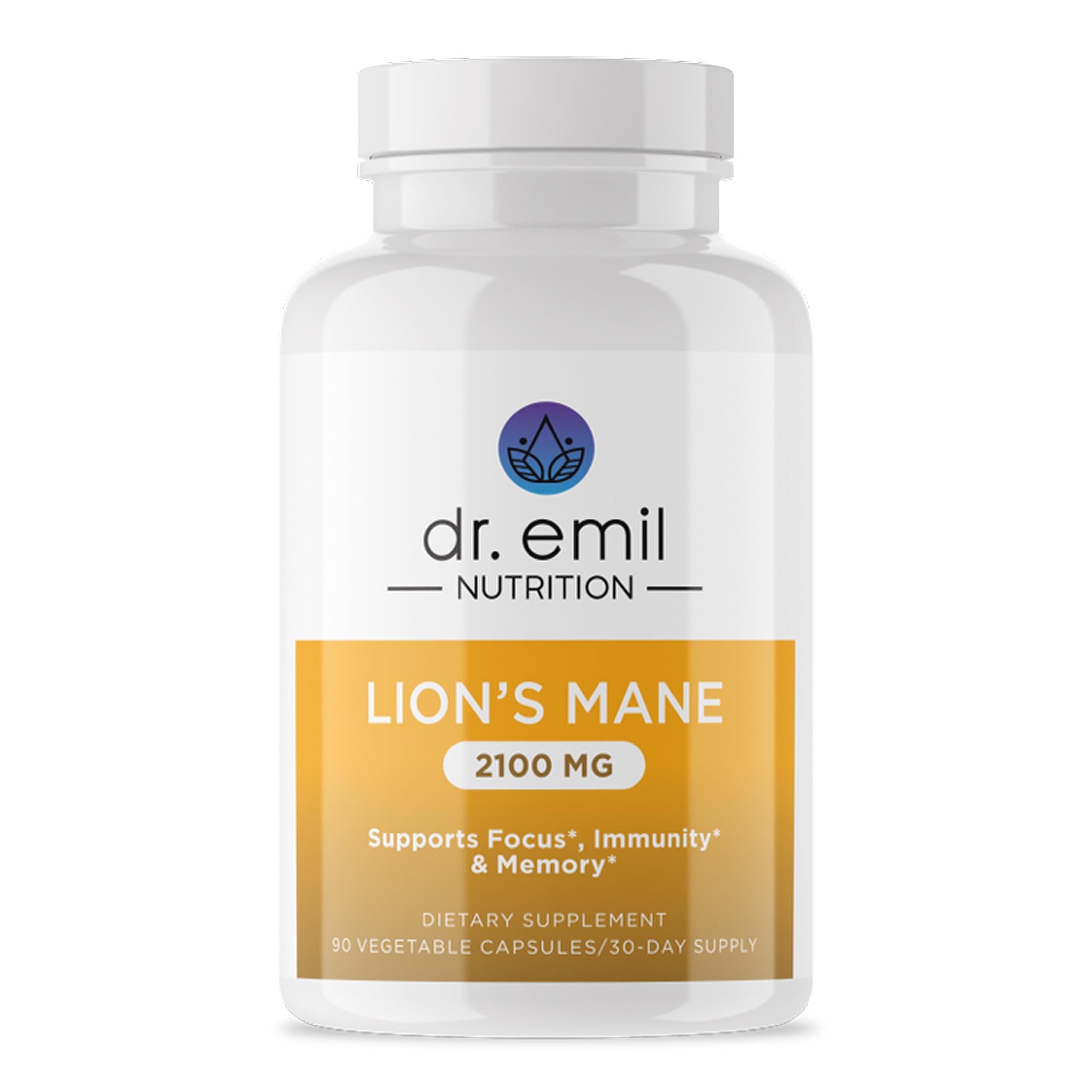 DR. EMIL NUTRITION Organic Lion's Mane Supplement Capsules, 2100mg