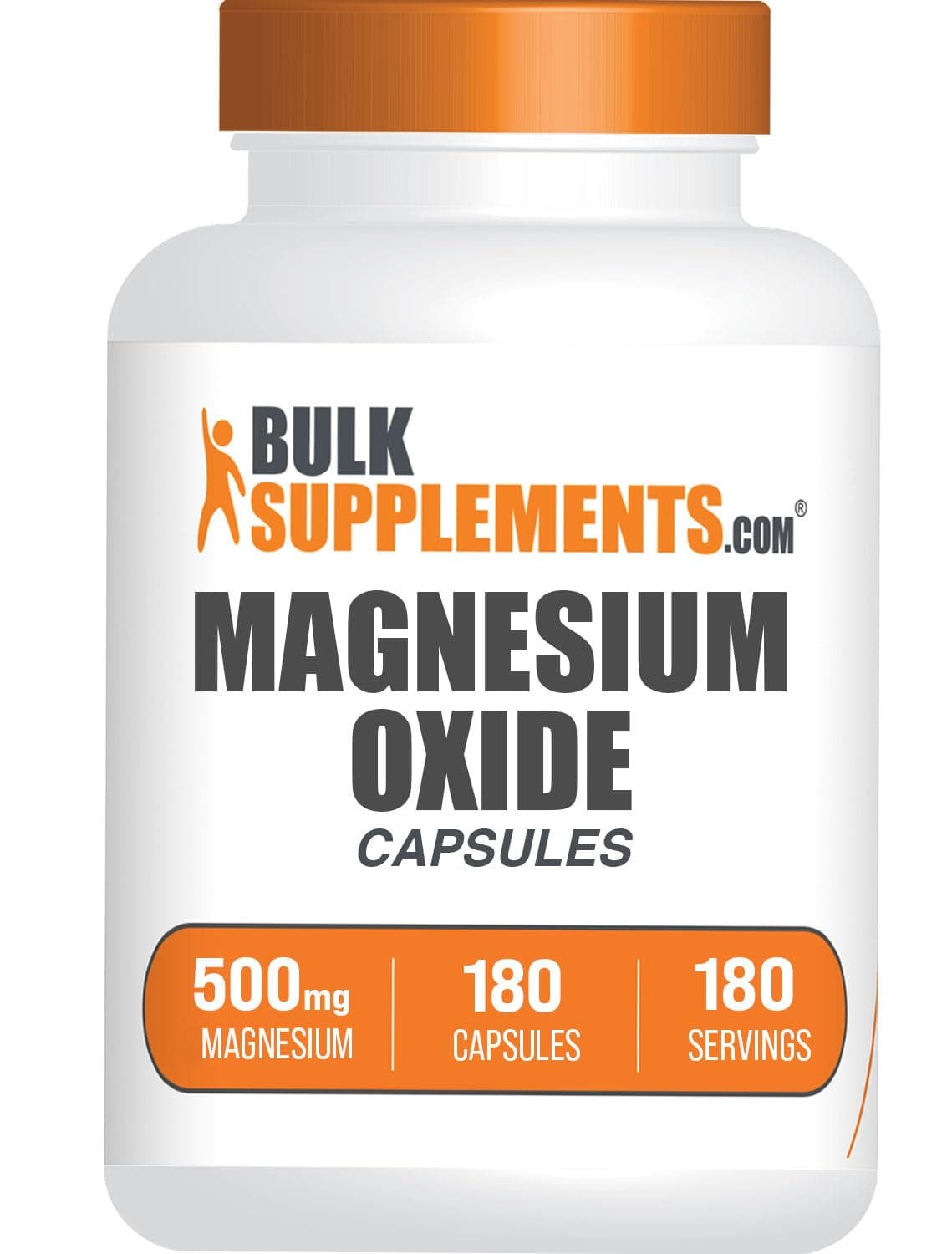 BulkSupplements Magnesium Oxide Capsules, 180 Count
