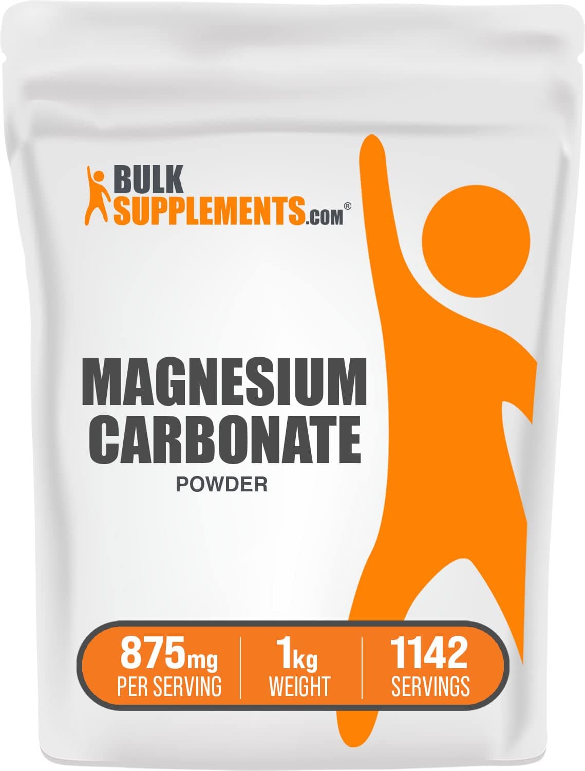 BulkSupplements com Magnesium Carbonate Powder - Magnesium Supplement, Mag Carbonate Powder - Pure Magnesium, Gluten Free, 875mg (210mg Magnesium) per Serving, 1kg (2.2 lbs)