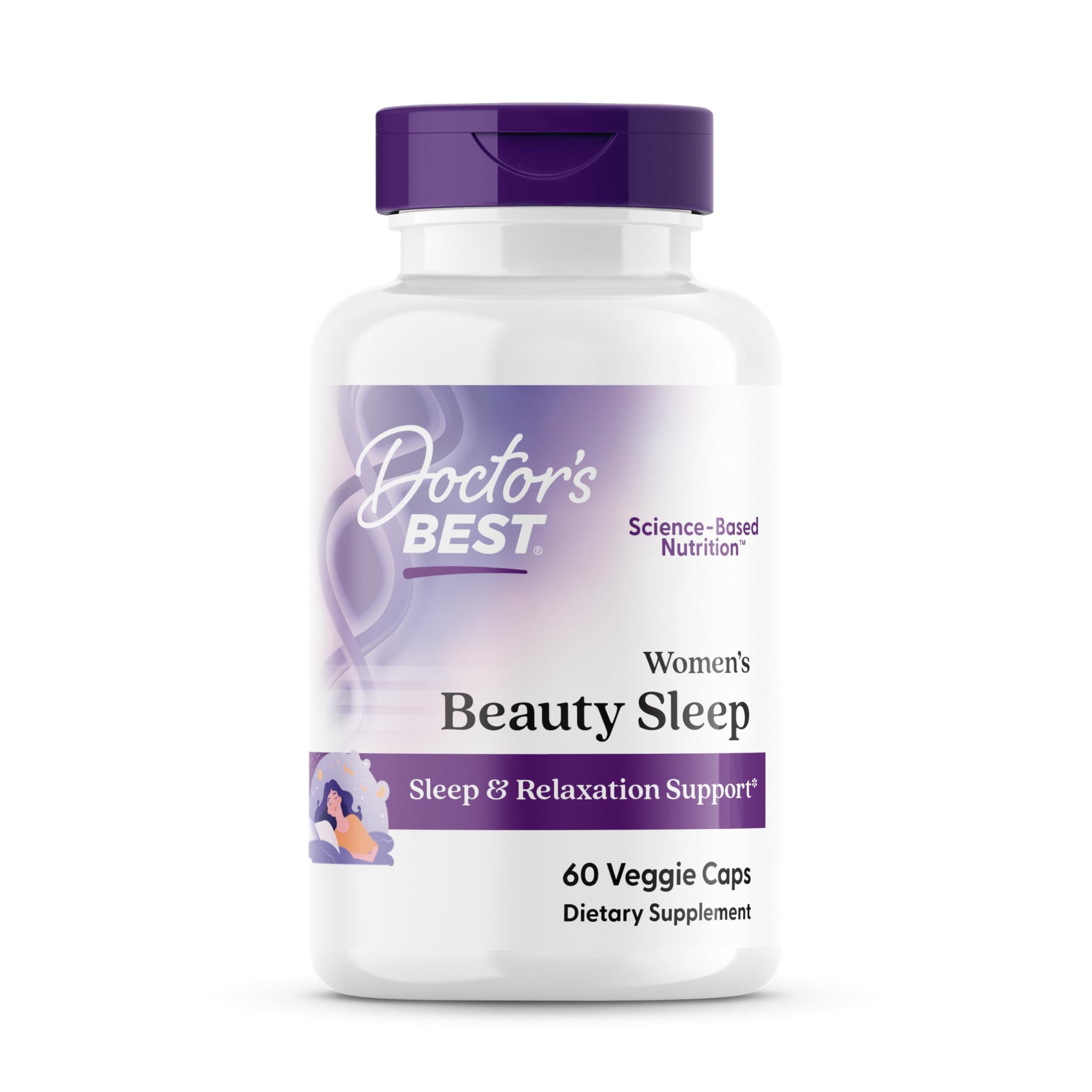 Doctors Best Womens Beauty Sleep with Magnesium, Theanine, Melatonin, 60 Veggie Caps