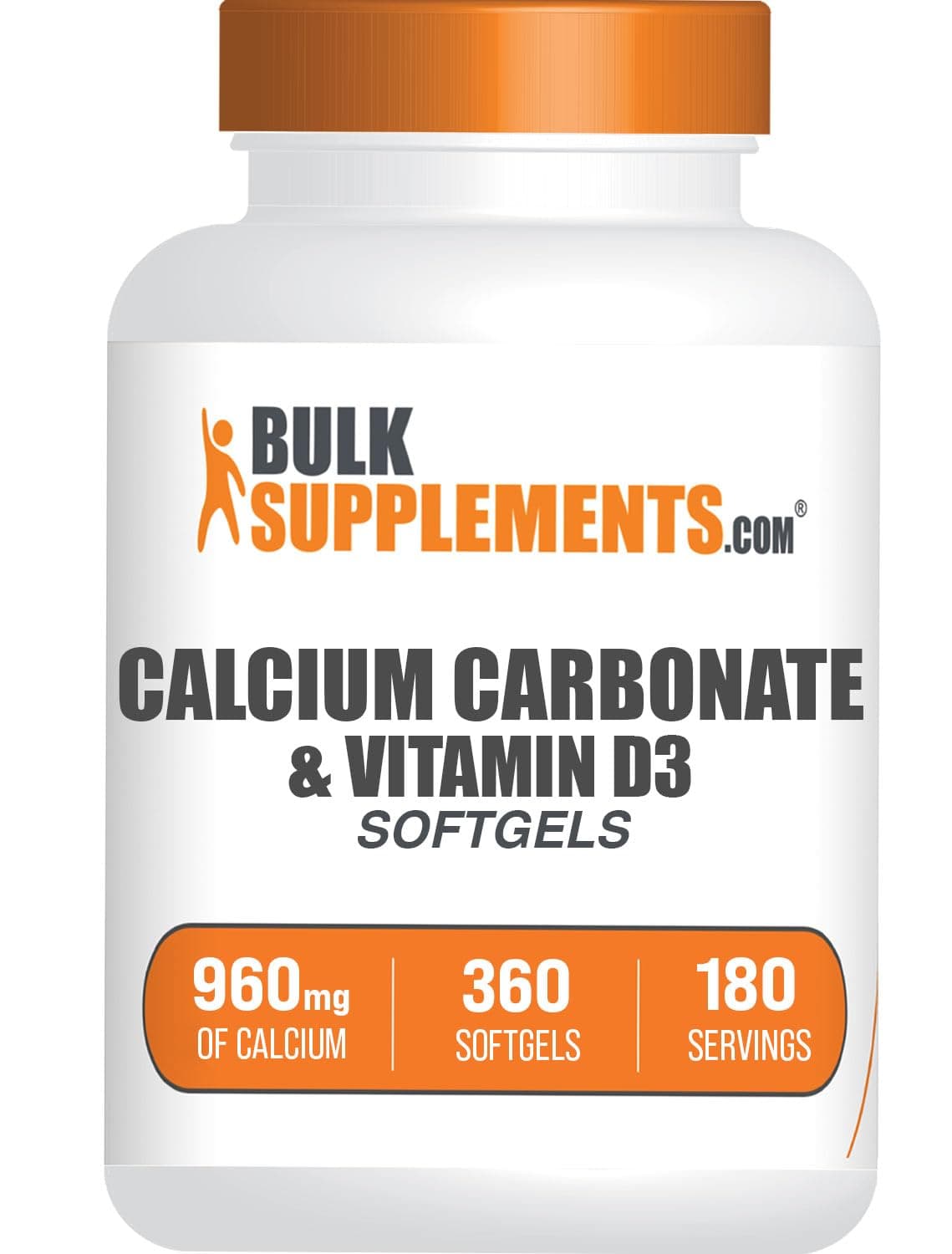 BulkSupplements Calcium Carbonate & Vitamin D3 Softgels, 360 Count