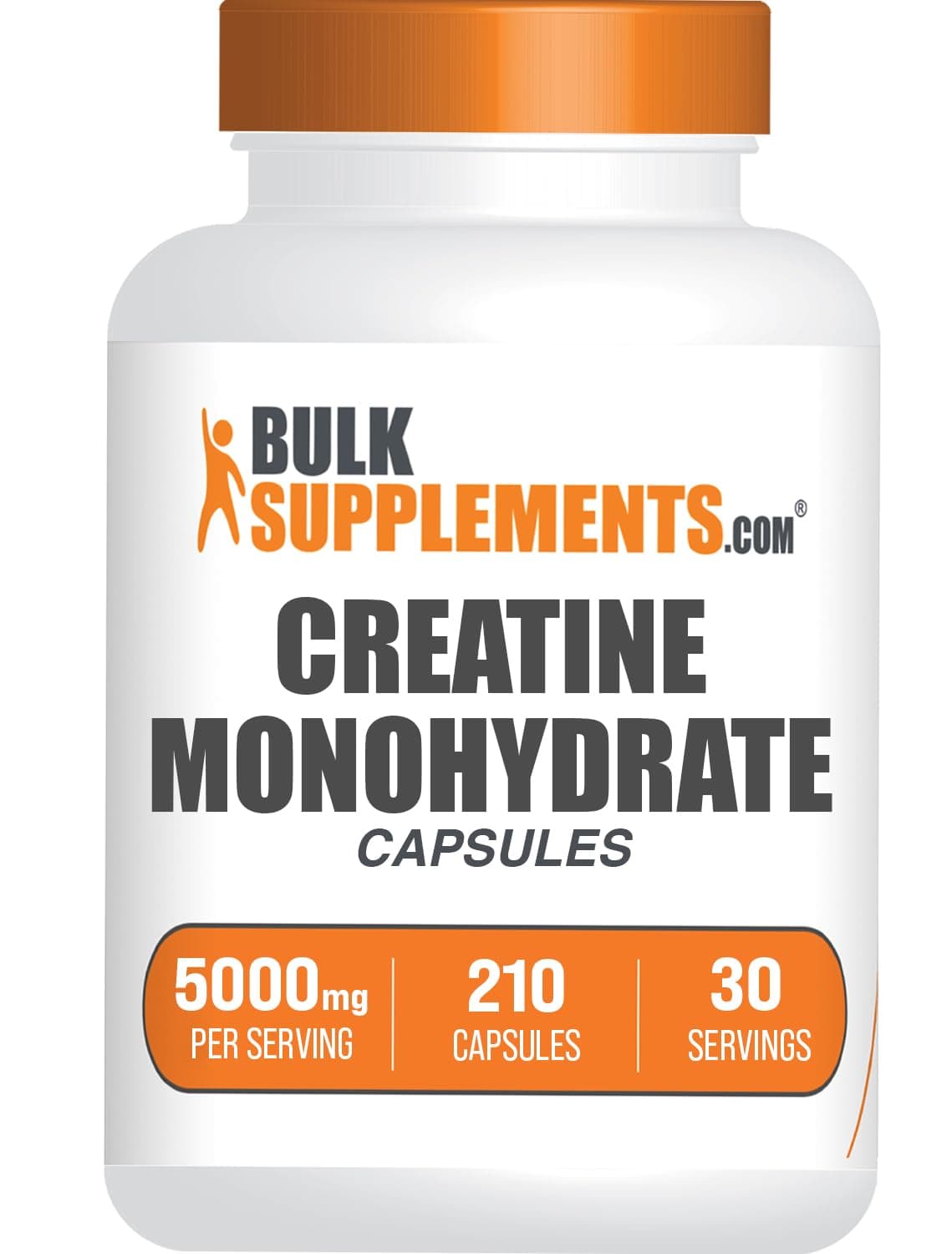 BulkSupplements Creatine Monohydrate Capsules, 210 Count