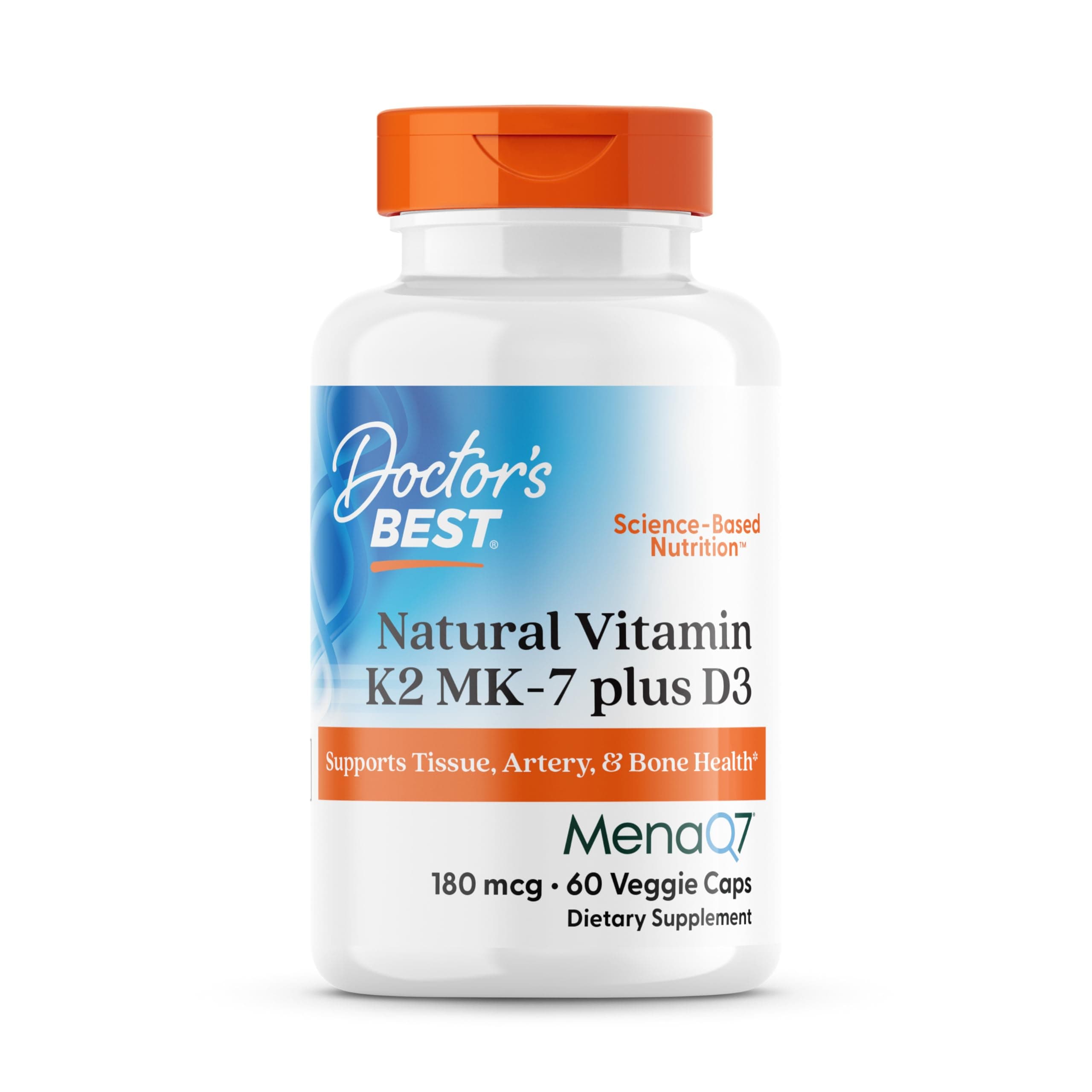 Doctors Best Natural Vitamin K2 MK-7 Plus D3, 60 Veggie Caps