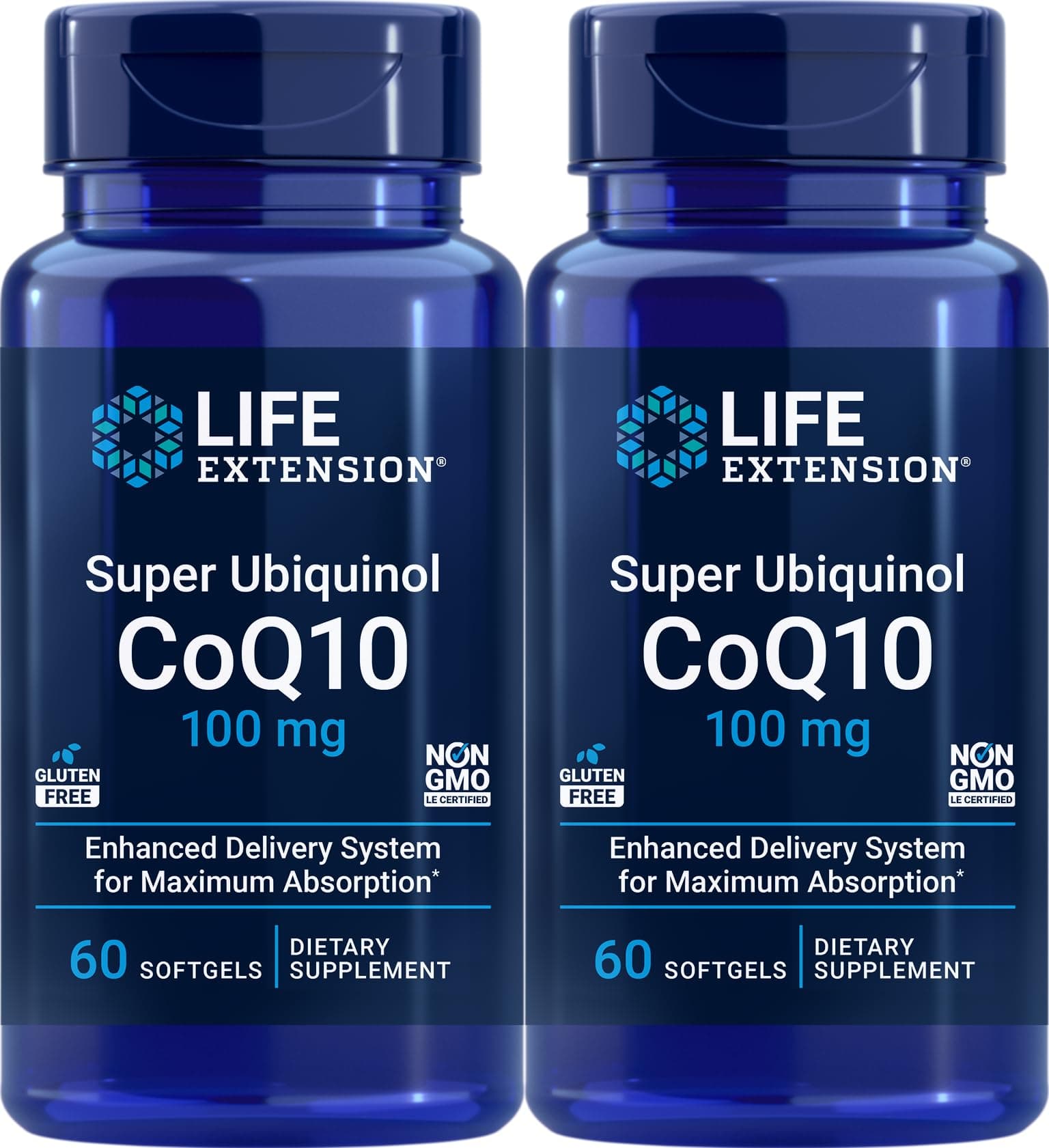Life Extension Super Ubiquinol CoQ10 100 mg, 60 softgels (Pack of 2)