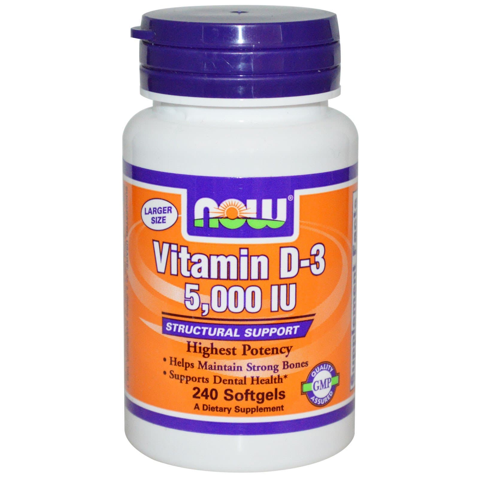 NOW Foods Vitamin D-3 5000 IU Softgels, 240 Count