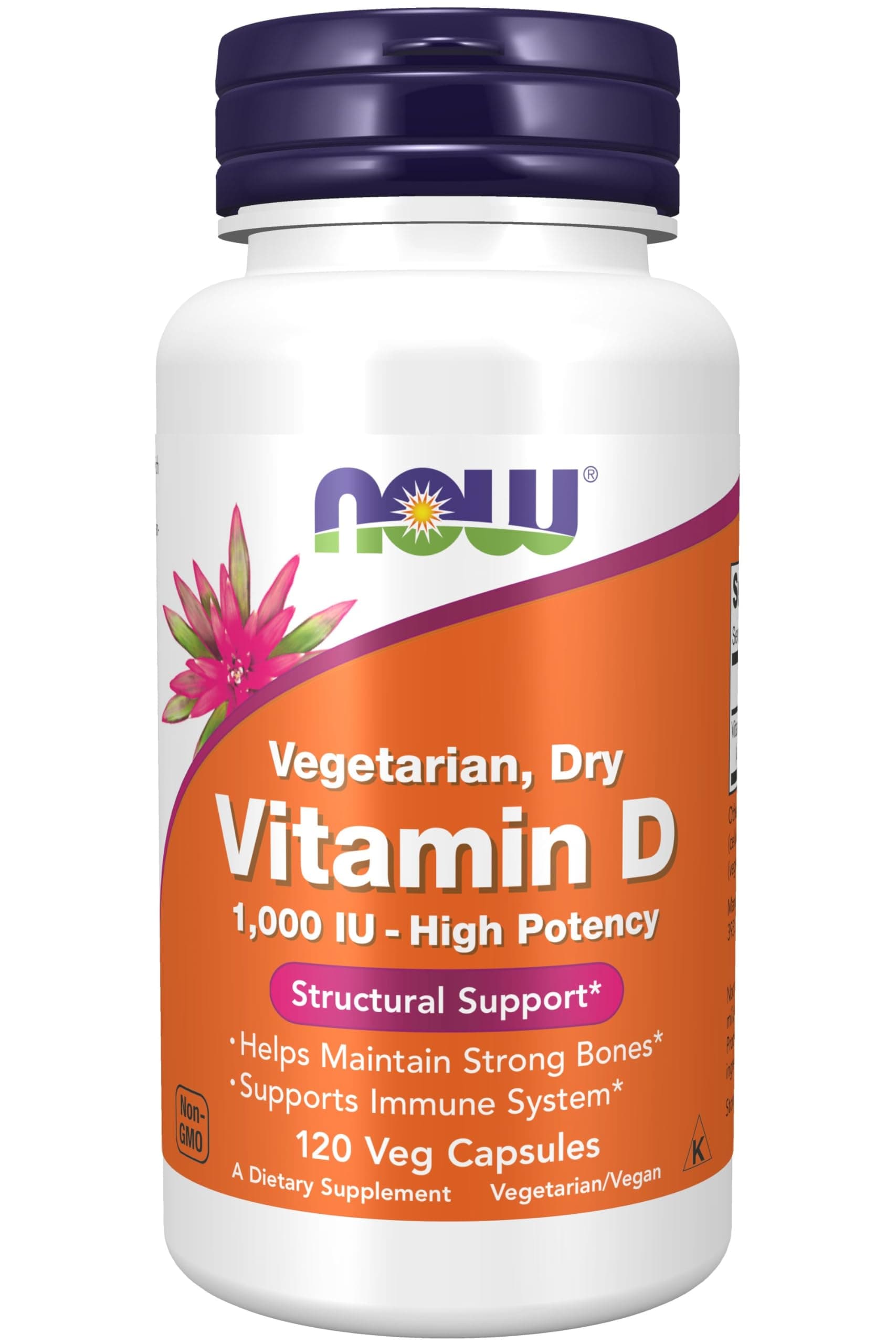 NOW Foods Vitamin D Vegetarian Dry 1000 IU, 120 Capsules