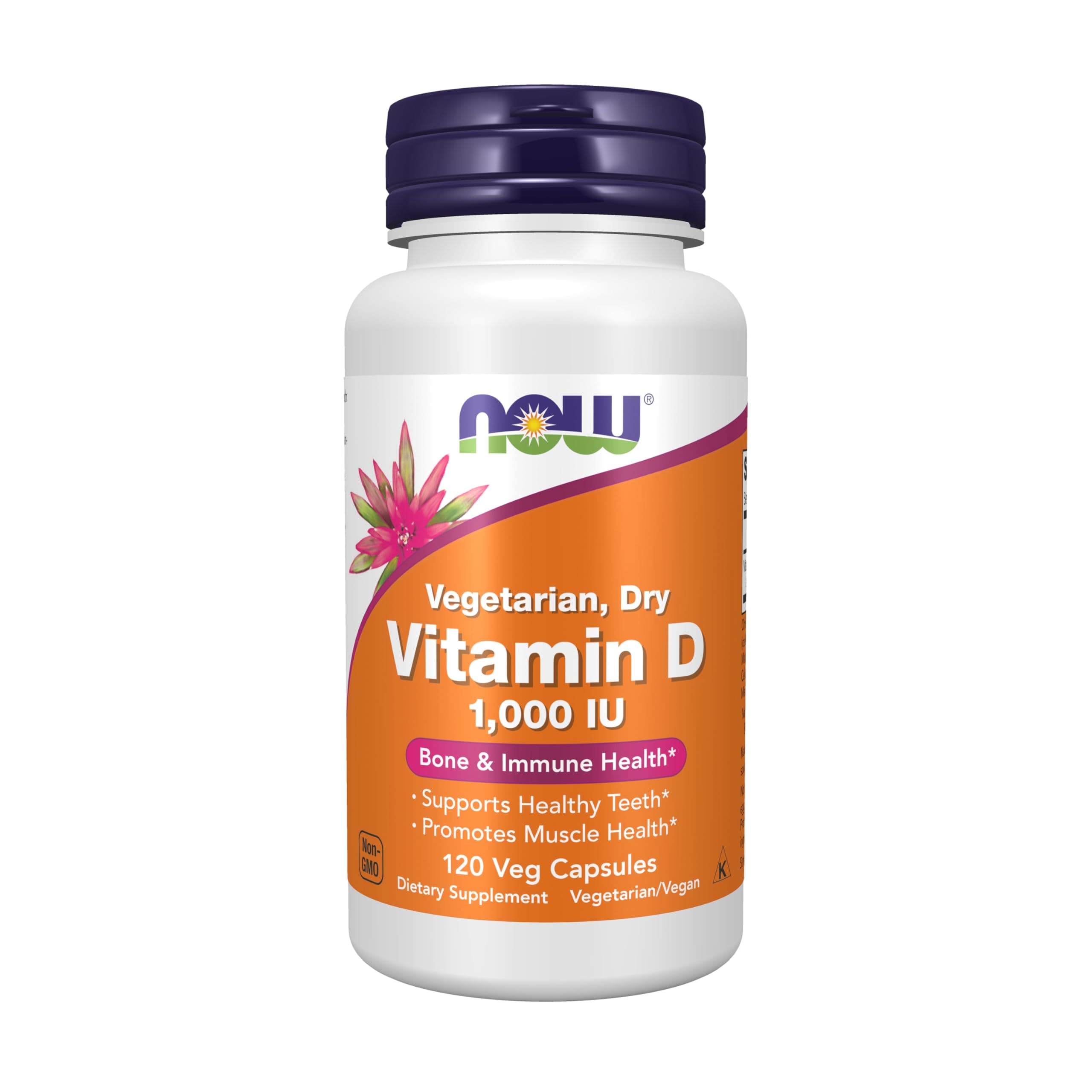 NOW Foods Vitamin D 1,000 IU Dry, 120 Veg Capsules