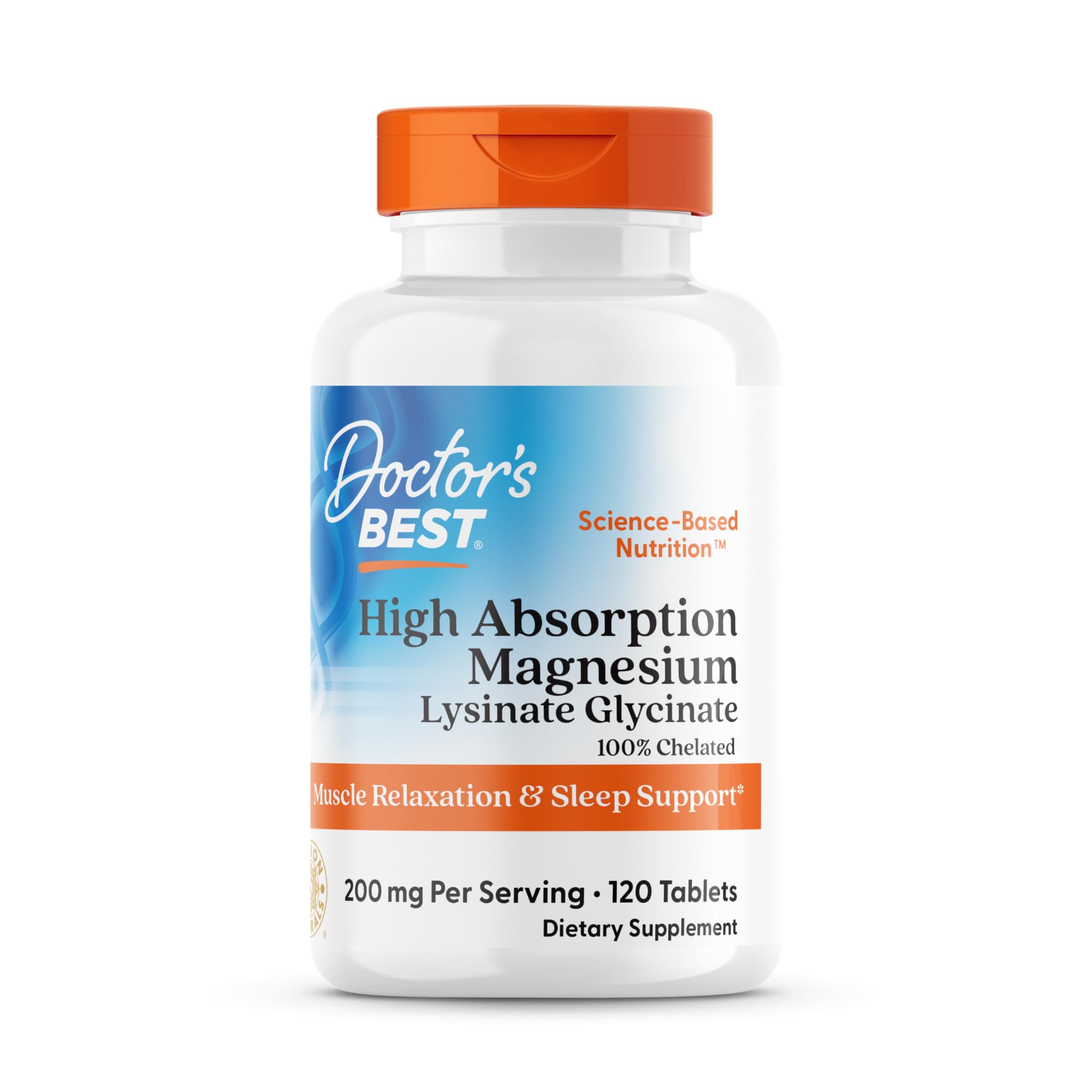 Doctor's BEST High Absorption Magnesium Glycinate Lysinate, 200mg per Serving, 120 Count