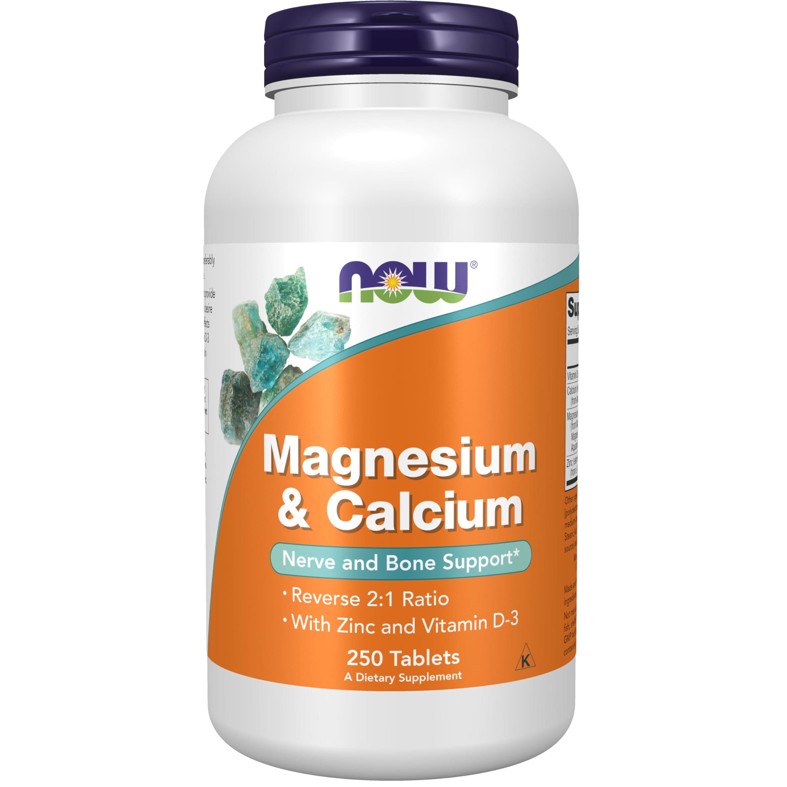 NOW Foods Magnesium & Calcium with Zinc and Vitamin D-3, 250 Tablets