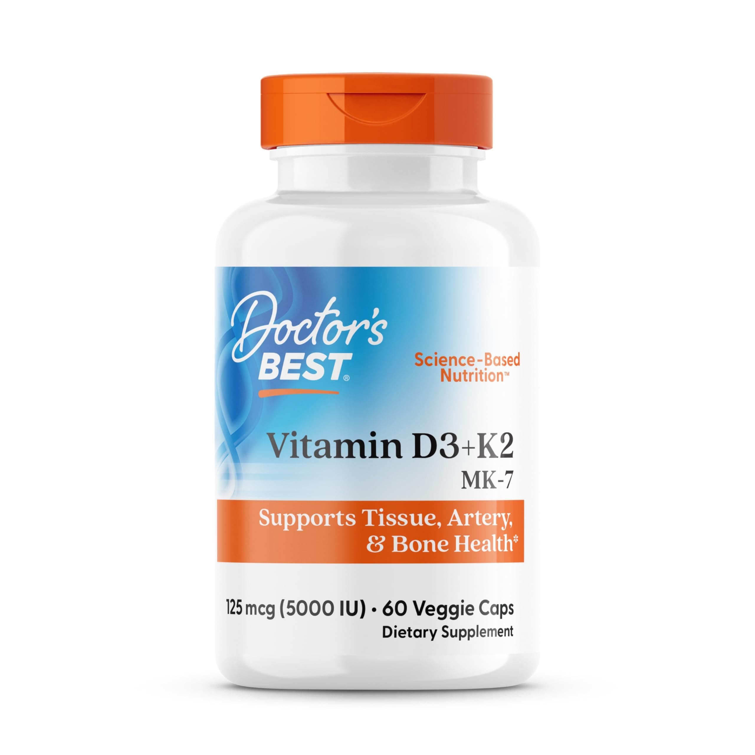 Doctor's Best Vitamin D3 and K2, 60 Vegetarian Capsules